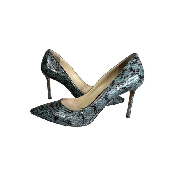 Jimmy Choo Two Tone Snakeskin Python Leather Abel Heels 38.5 Pumps - Picture 1 of 10